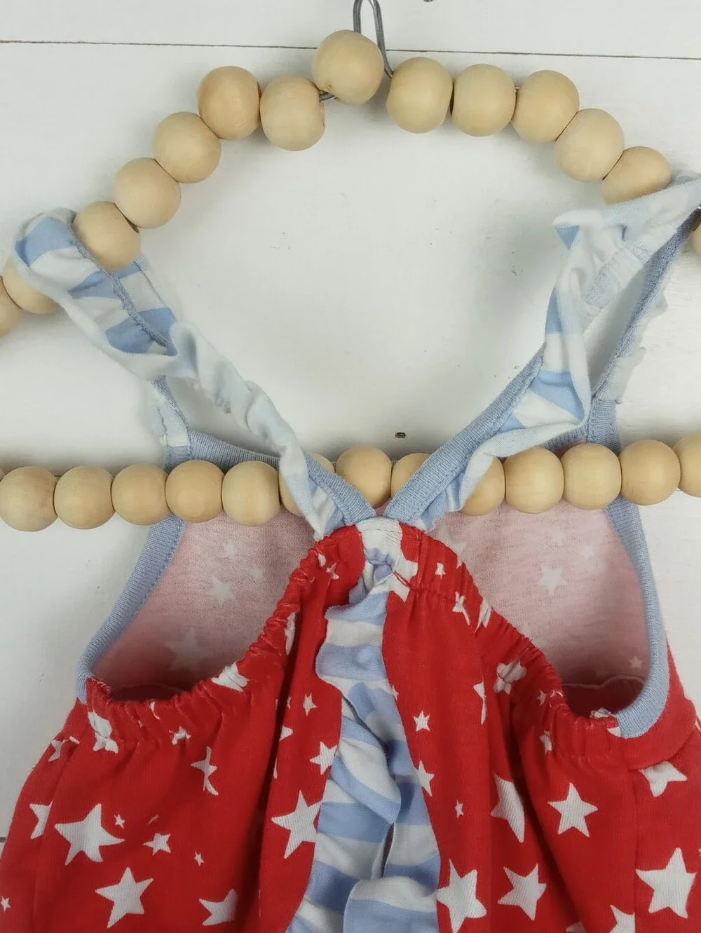 Cat & Jack girls size 6-9 mos light blue red star outfit ruffle stripe fabric